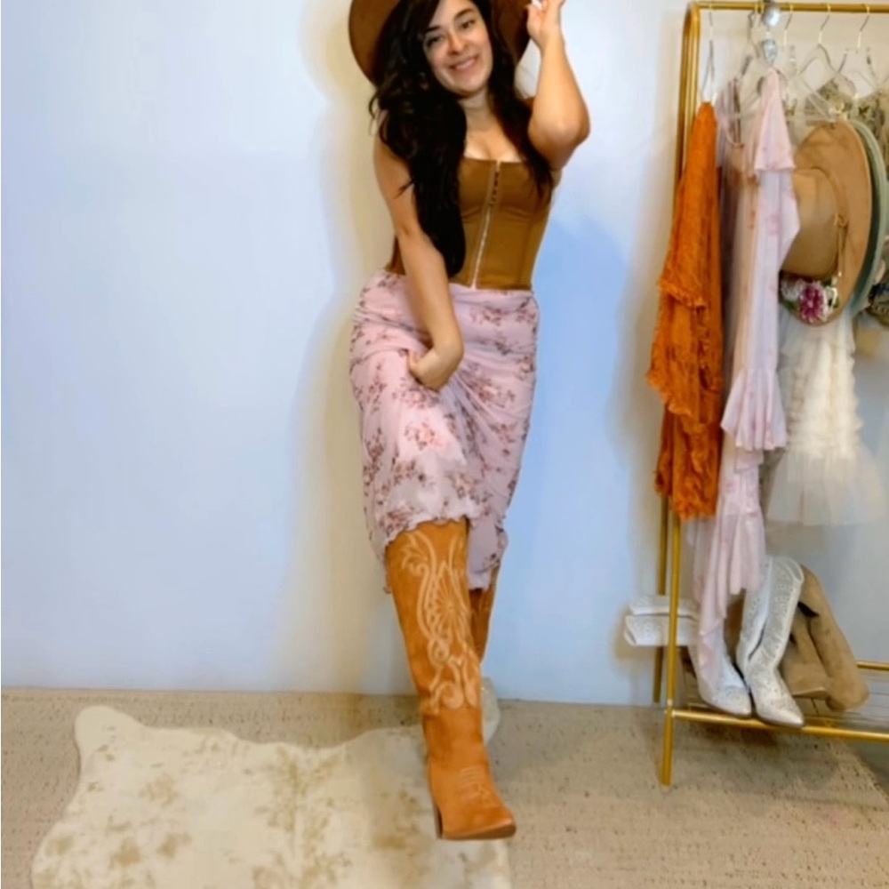 Pink Floral skirt, floral skirt, western skirt, boho skirt, cowgirl skirt,